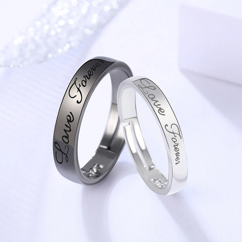 Top Trends: 2Pcs / set Romantic Couple Rings For Women Men Punk Heart ECG Black White Forever Love Promise Wedding Ring Valentine'S Day Gift Shoppable Styles - Image 3