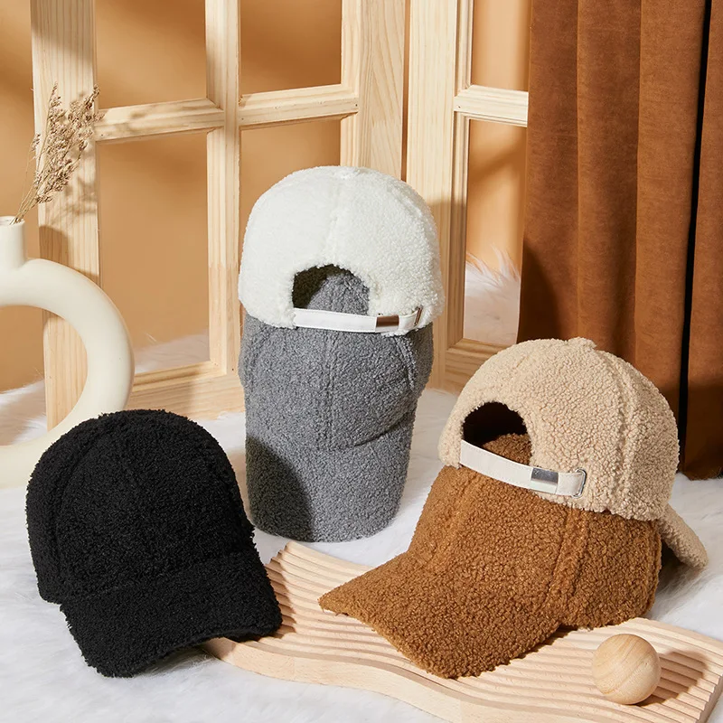 Top Trends: New Winter Women Baseball Cap Men Artificial Lamb Wool Duck Tongue Hats Plush Thickened Warm Fashion Solid Velvet Sunshade Hat Shoppable Styles - Image 5