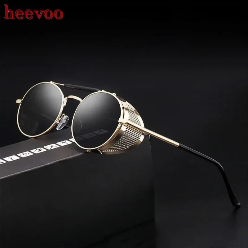 Top Trends: Retro Steampunk Sunglasses Personality Windshield Frame Round Color Film Reflective Cool Lens Knight's Glasses UV400 Protection Shoppable Styles