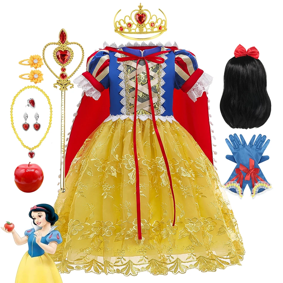 Top Trends: Girls Fancy Snow White Princess Dress Children Halloween Carnival Birthday Party Tulle Embroidery Dress Kids Costume Shoppable Styles