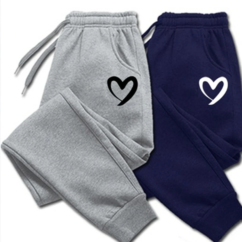 Top Trends: Heart Printed Women Sweatpants Autumn Winter Fleece Trousers Casual Sports Fitness Female Jogging Pants Shoppable Styles