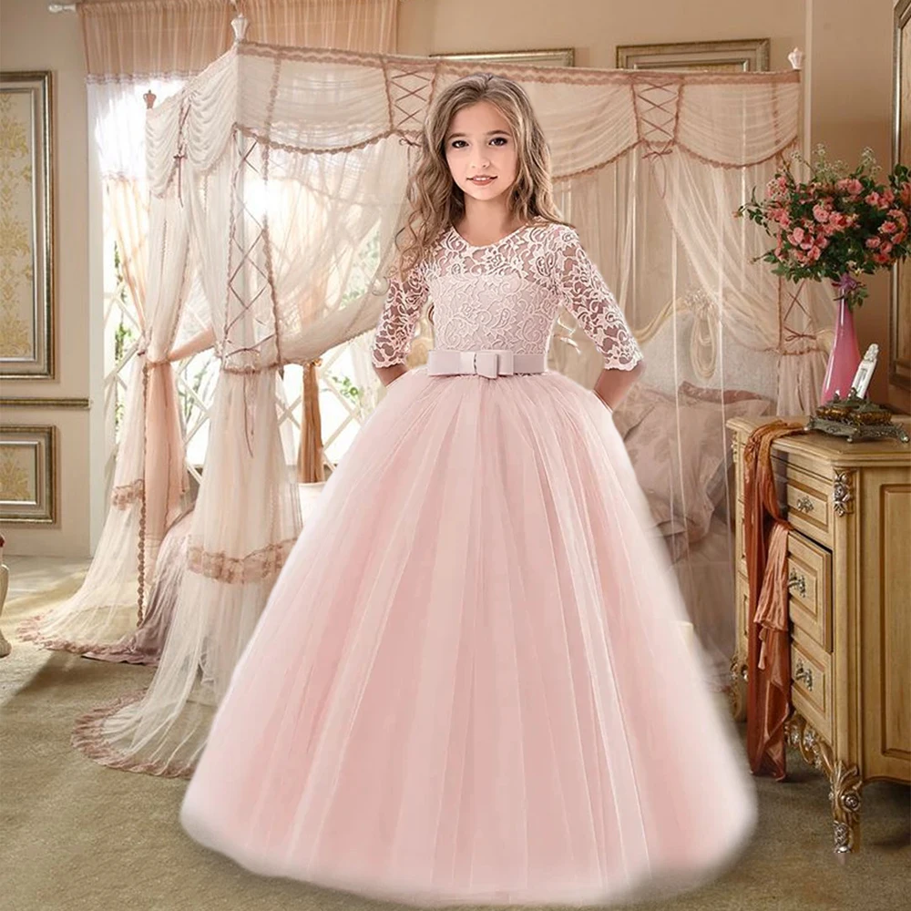 Top Trends: Elegant Princess Birthday Lace Dress Kids Elegant Girl Dresses For Girls Vintage Children Girl Party Wedding Dress 4 10 12 Years Shoppable Styles