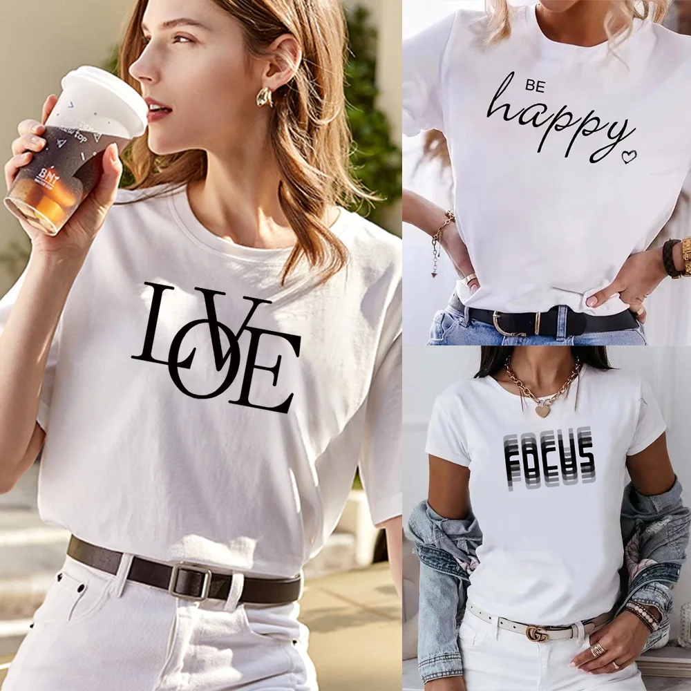 Top Trends: T Shirt Text Printed Women Tops Tees Harajuku Tshirt 2022 Streetwear Hip Hop T-shirts Casual Loose O-neck Clothes Short Sleeve Shoppable Styles