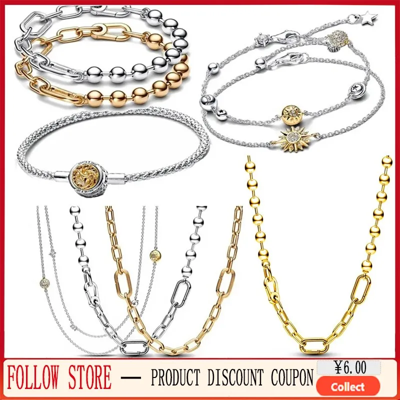 Top Trends: New Women&#039;s Boutique Jewelry 925 Sterling Silver Original Logo ME Series Bracelet Metal Bead Ring Chain Necklace DIY Jewelry Shoppable Styles