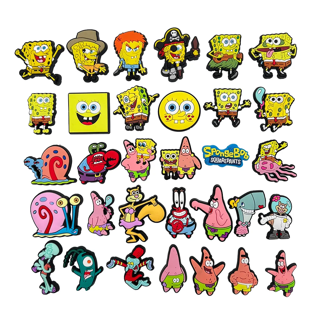 Top Trends: Aoger 32kinds Of SpongeBob Shoe Croc Charms For Clogs Sandals Decoration Shoe Accessories Charms For Friends Gifts Shoppable Styles