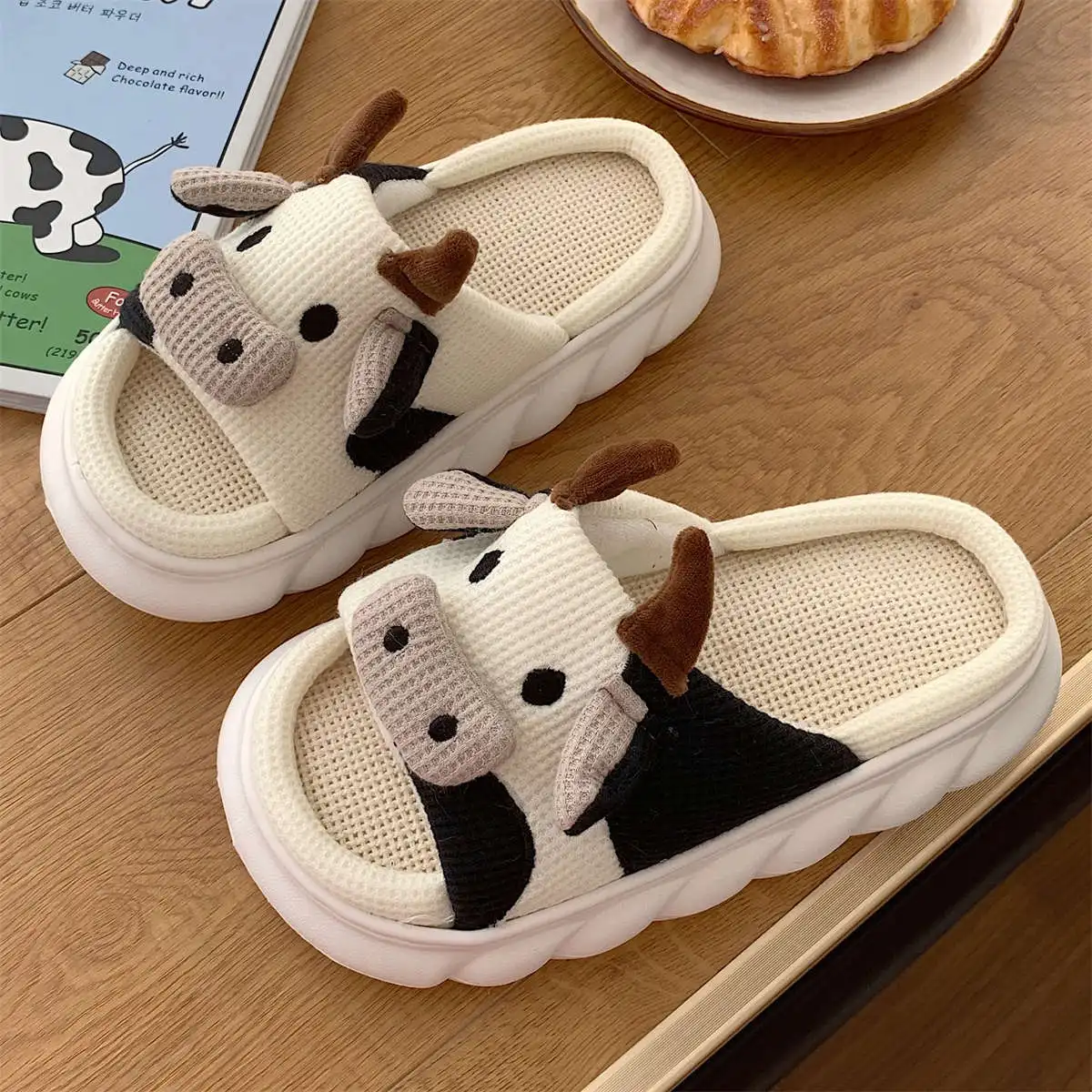 Top Trends: 2022 Women&#039;s Slippers Summer Four Seasons Indoor Home Sandals And Slippers Cute Cartoon Milk Cow House Slippers Funny Shoes Shoppable Styles