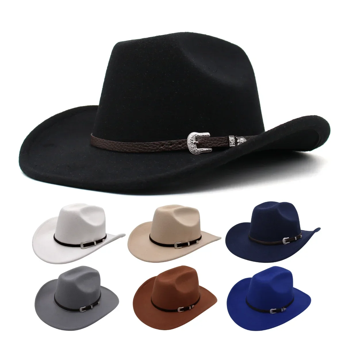 Top Trends: Western Retro Belt Men's Cowboy Hat Winter Autumn Church Country Hat Jazz British Women Felt Hats Vintage Knight Hats For Men Shoppable Styles