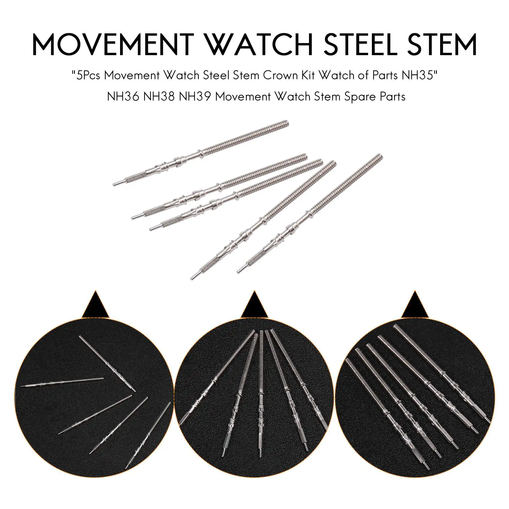 Top Trends: 5Pcs Movement Watch Steel Stem Crown Kit Watch Of Parts NH35 NH36 NH38 NH39 Movement Watch Stem Spare Parts Shoppable Styles