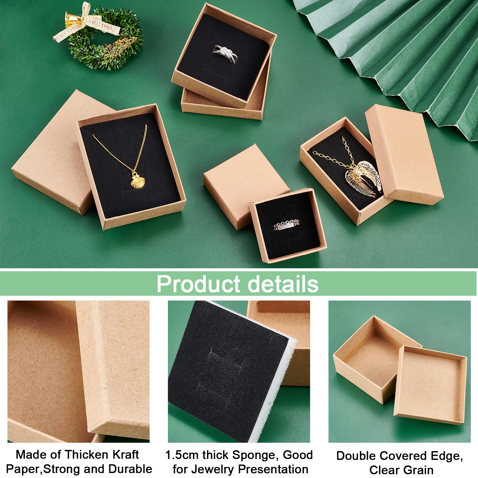 Top Trends: 24pcs Retro Kraft Jewelry Box Gift Cardboard Boxes For Ring Necklace Earring Gift Jewelry Packaging With Sponge Inside Shoppable Styles - Image 6