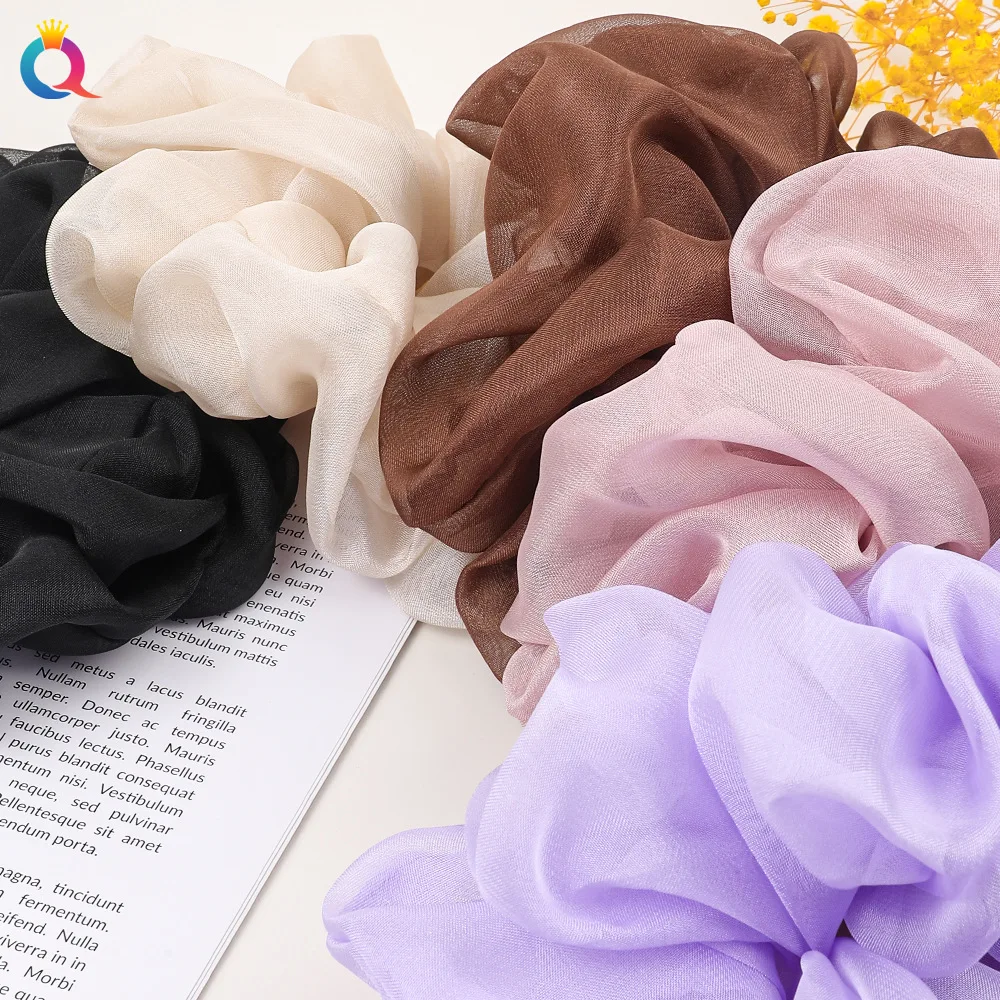 Top Trends: Women Silk Scrunchie Elastic Hair Ropes Band Ponytail Holder Headband Hair Accessories For Girls Chiffon Solid Color Hair Ties Shoppable Styles - Image 5