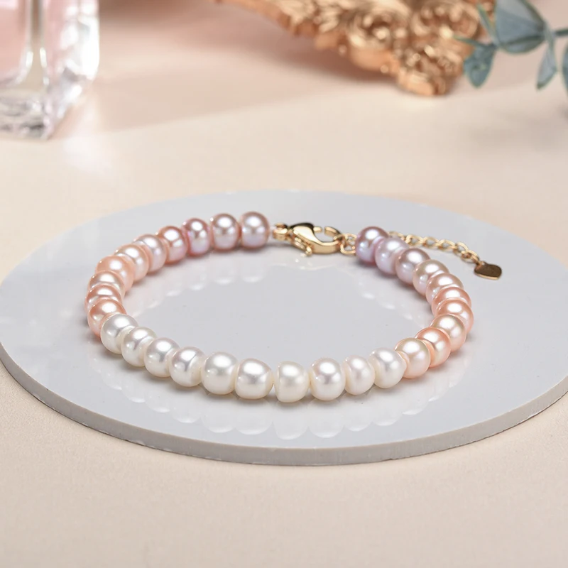 Top Trends: 100% Real Freshwater Cultured Pearl Bracelet For Women Girl Gift, Colorful Women Pearl Bracelet, Jewelry Bracelets Shoppable Styles