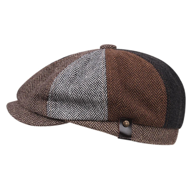 Top Trends: Summer Cotton Caps Linen Colorful Stitching Men's Beret Casual Retro Wild Newsboy Cap Mens Ivy Hat Men's Painter Octagonal Hat Shoppable Styles