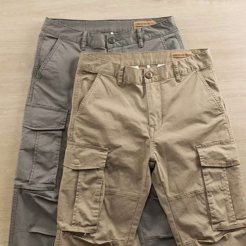 Top Trends: Asia Size Cargo Pants Men&#039;s Straight Solid Loose Casual Simple Multiple Male Trousers Summer Wear-resisting Bottoms Shoppable Styles