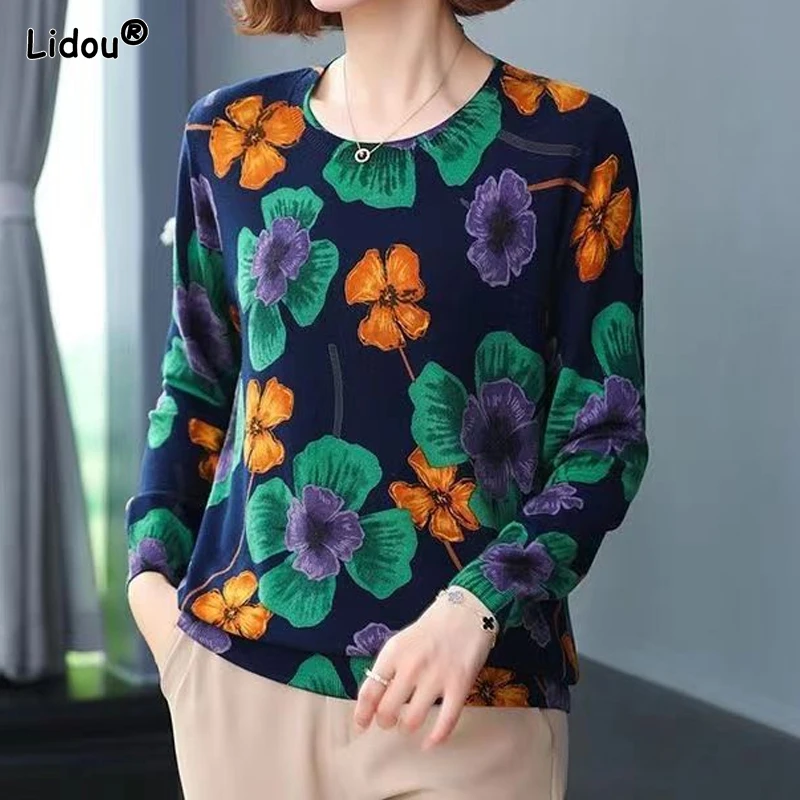 Top Trends: Women&#039;s Clothing Sweaters Jumpers Pullovers Winter Floral Office Lady Loose Fitting Thick Spliced O-neck Fancy Yarn Screw Thread Shoppable Styles