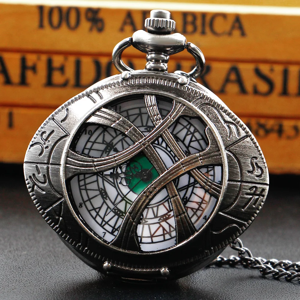 Top Trends: Vintage Grey Unique Personality Pocket Watches Acrylic Mirror Pendant Quartz Accessory Chain Clock Kids Souvenir Shoppable Styles