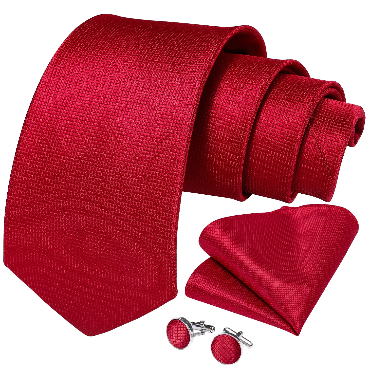 Top Trends: Luxury Red Solid Paisley Silk Ties For Men With Tie Ring Brooch Pin Wedding Party Men Accessories Handkerchief Cufflinks Gift Shoppable Styles - Image 2