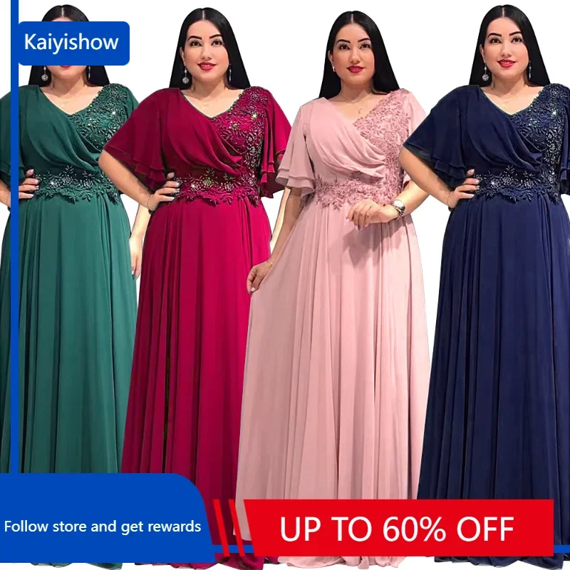 Top Trends: African Wedding Party Dreses For Women Spring Autumn African Short Sleeve V-neck Polyester Green Pink Red Long Dress Maxi Dress Shoppable Styles