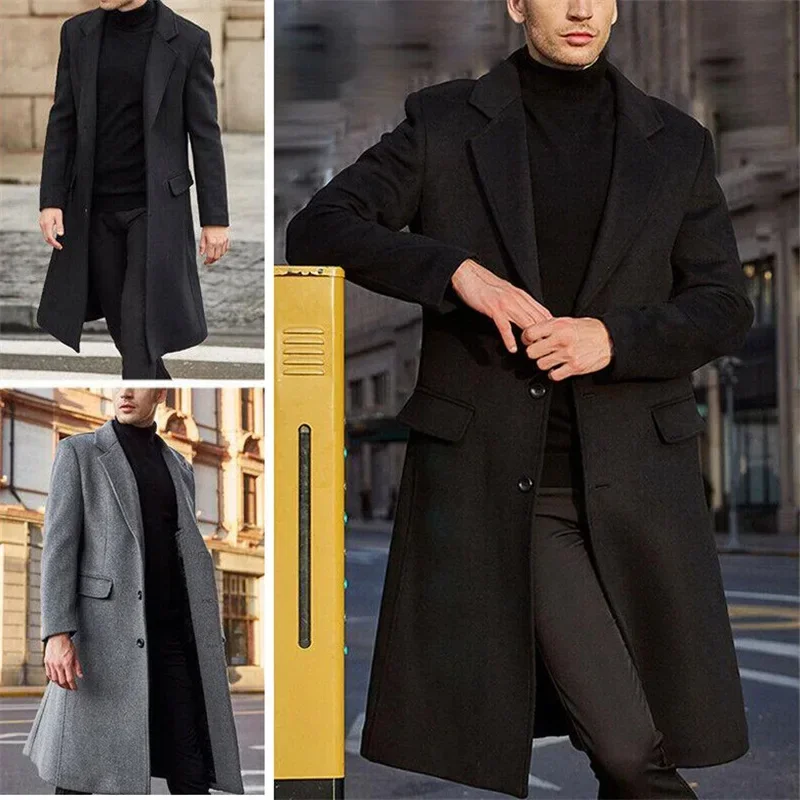 Top Trends: 2023 Men's Woolen Coat New British Oversized Long Reversible Men Winter Overcoat Jacket Clothing Windbreaker Blazer Best Selling Shoppable Styles