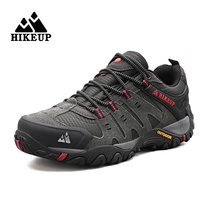 Top Trends: HIKEUP Men&#039;s Hiking Shoes Suede Leather Outdoor Shoes Wear-resistant Men Trekking Walking Hunting Tactical Sneakers Shoppable Styles