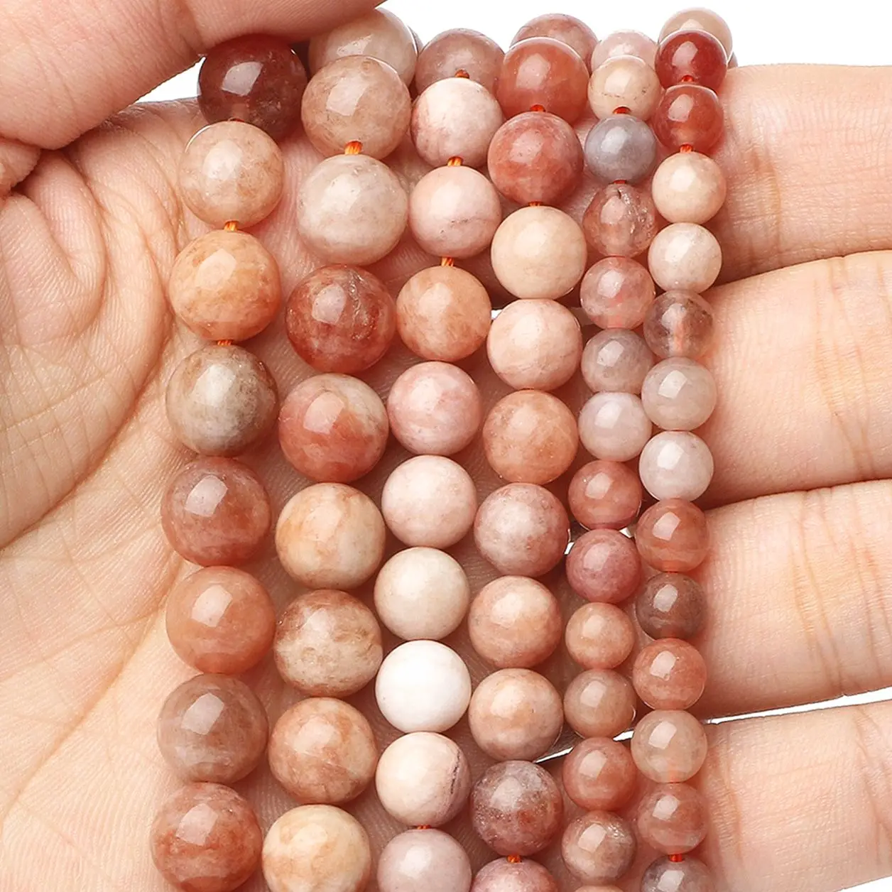 Top Trends: 6 / 8 / 10mm AA Natural Stone Sunstone Bead Pink Smooth Round Loose Spacer Beads For Jewelry Making Supplier DIY Charm Bracelet 15'' Shoppable Styles