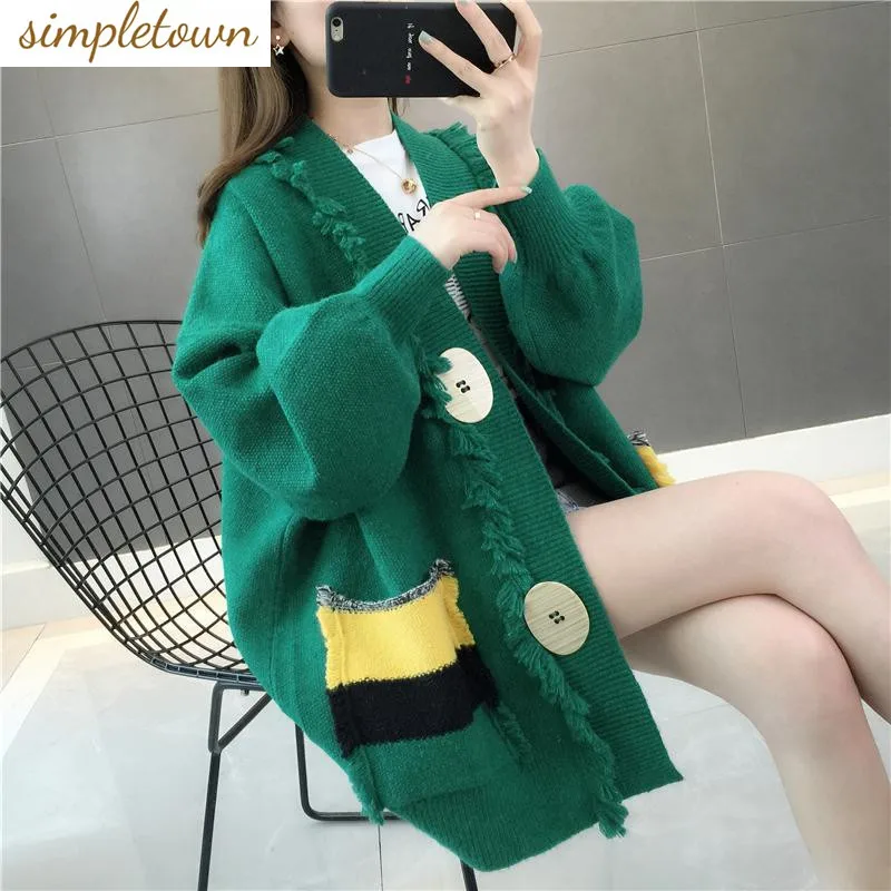 Top Trends: Spring And Autumn New 2023 Korean Fashion Cardigan Sweater Women&#039;s Loose Mid Length Slouchy Style Knitwear Coat Shoppable Styles