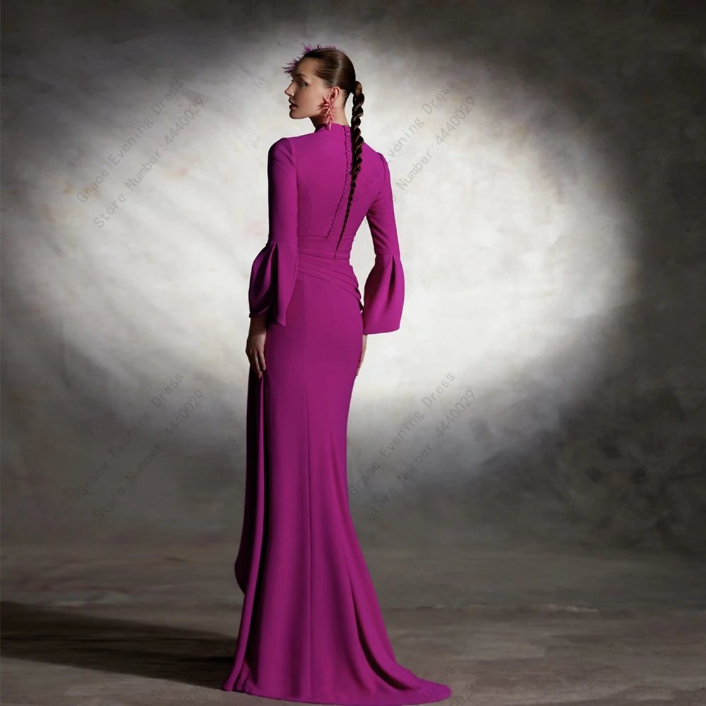 Top Trends: Charming Purple Jersey Mother Of Bride Dresses For Women Sheath 2023 Summer Full Sleeve V Neck Robe De Soirée Wedding Party Gown Shoppable Styles - Image 6