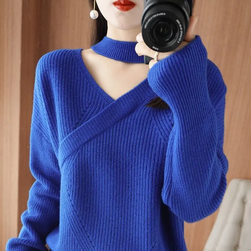 Top Trends: Fashion V-Neck Loose Casual Sweater Women's Clothing 2023 Winter New All-match Pullovers Commute Tops Shoppable Styles