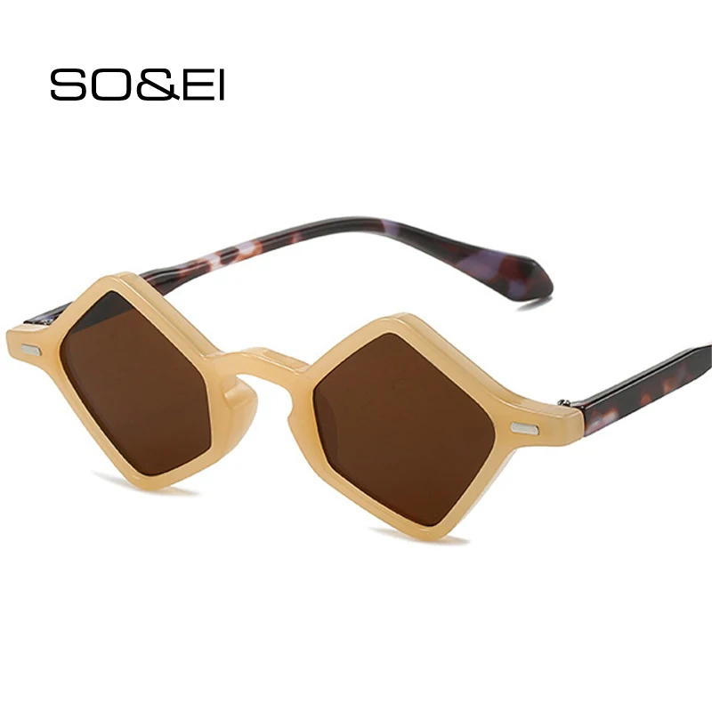 Top Trends: SO&EI Ins Popular Fashion Small Polygon Square Sunglasses Women Clear Ocean Lens Shades UV400 Men Trending Rivets Sun Glasses Shoppable Styles