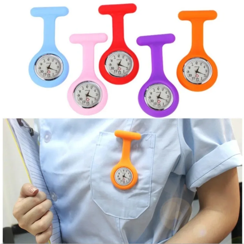 Top Trends: 8PCS Nurse Pockets Watch Women Digital Display Dial Clip Brooch Pin Hang Silicone Clock Doctor Pocket Watches Clothes Accessorie Shoppable Styles