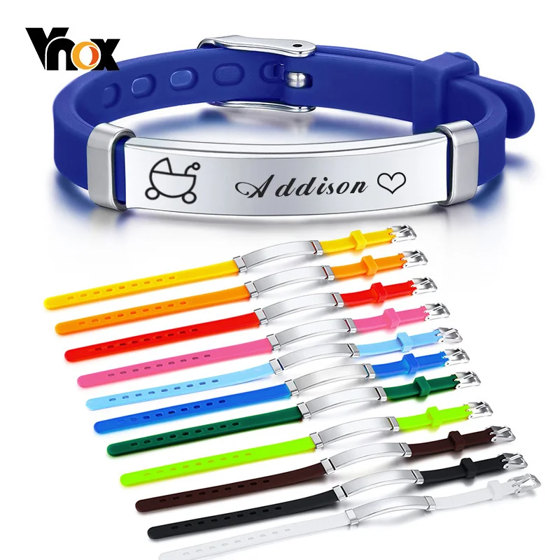 Top Trends: Vnox Personalize Engrave ID Silicone Baptism Bracelets For Son Daughter Anti Allergy Custom Gifts For New Baby Jewelry Shoppable Styles