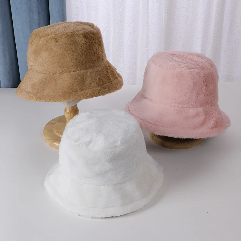 Top Trends: 2023 Winter Faux Fur Fluffy Bucket Hats Women Autumn Outdoor Thick Warm Hat Soft Furry Fisherman Cap Girl Fashion Panama Cap Shoppable Styles - Image 2