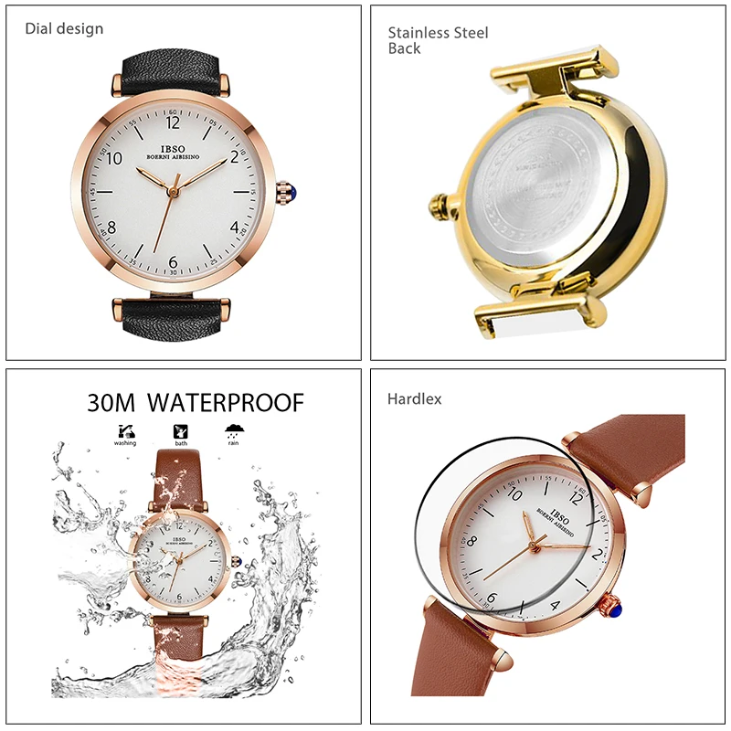 Top Trends: Luxury Gold Watches Women Brown Leather Original Brand Wrist Clock Female Gifts Waterproof Casual Ladies Small Quartz Watches Shoppable Styles - Image 5