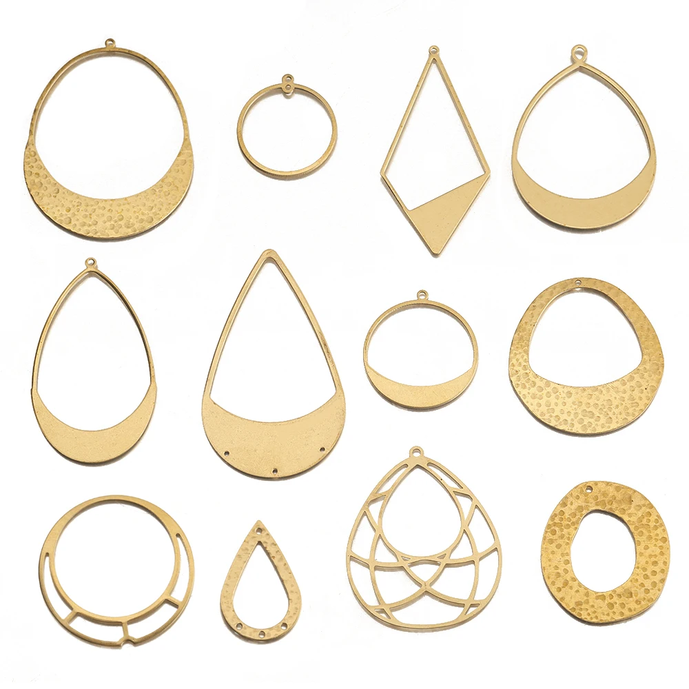 Top Trends: Raw Brass Geometry Pendant Large Round Hoop Chandelier Connector Teardrop Link Supplies For Diy Earring Jewelry Making 29 Styles Shoppable Styles