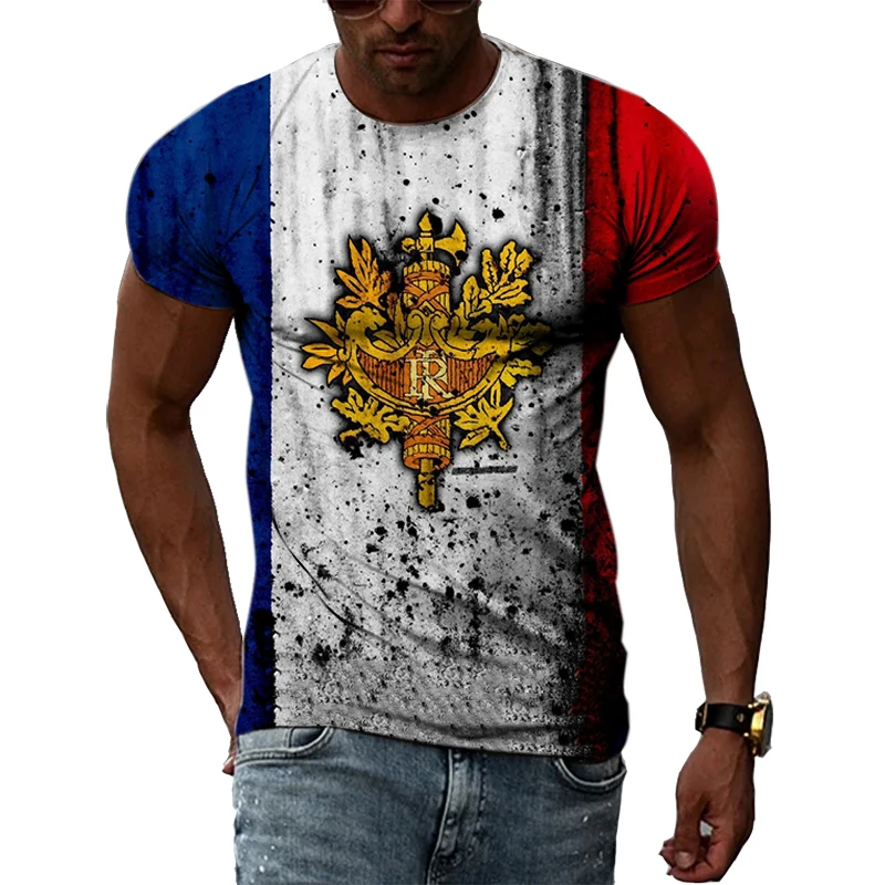 Top Trends: French Flag Figure Landscape Summer Vintage New 3D Printed Street Fashion Hip Hop Men And Women Short Sleeve Round Neck T-shirt Shoppable Styles - Image 3