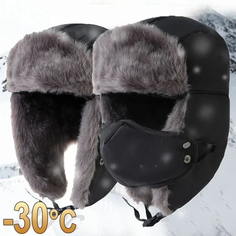 Top Trends: Winter Warm Thicken Bomber Hats Women Men Ear Protection Fur Cap Trapper Russian Hat Outdoor Ski Windproof Earflap Lei Feng Caps Shoppable Styles