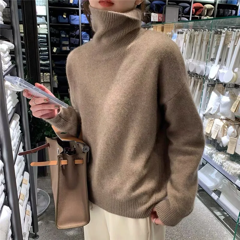 Top Trends: Autumn And Winter New Cashmere Sweater Women&#039;s Turtleneck Knit Pullover Loose Cashmere Sweater Shoppable Styles