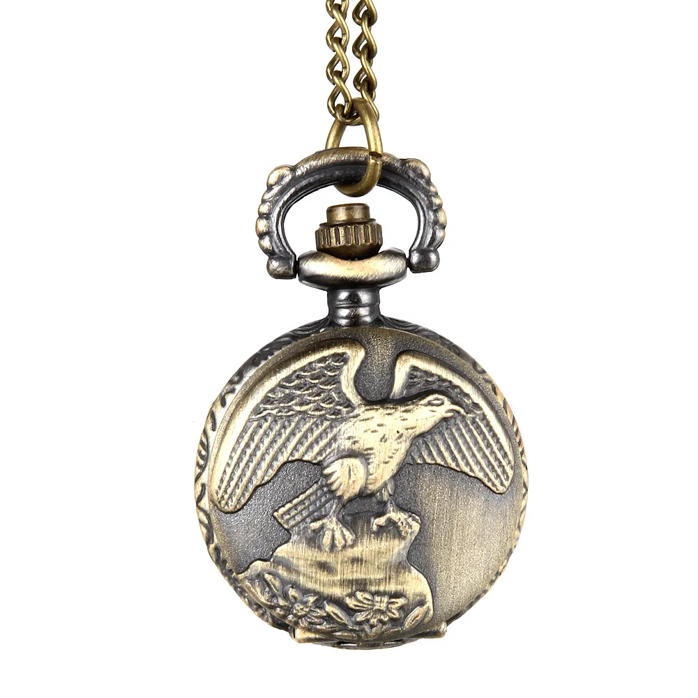 Top Trends: Fashion Men Women Vintage Quartz Pocket Watch Alloy Antique Eagle Wings Pattern Necklace Pendant Chain Clock Gifts LL@17 Shoppable Styles