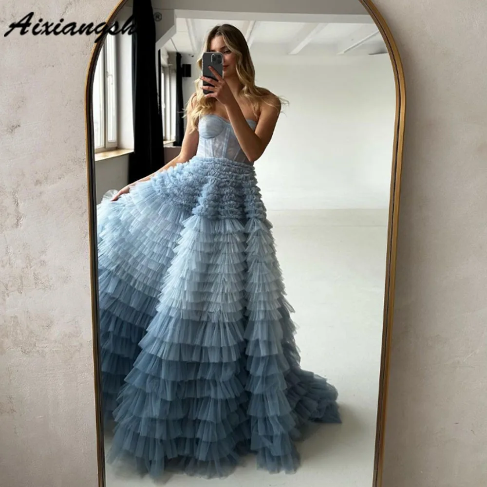 Top Trends: Aixiangsha Strapless Evening Dress Sleeveless Colorful Prom Dress Tulle Sweetheart A-line For Elegant Women Custom Made 2023 Shoppable Styles