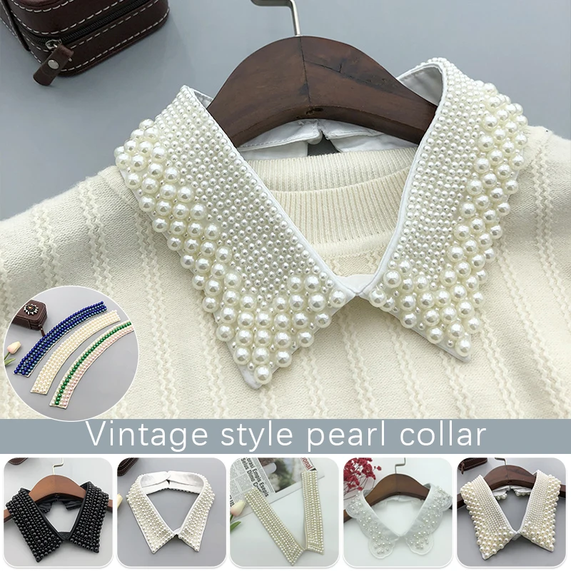 Top Trends: Women Pearl Fake Collar Retro Lace Beaded Collar Choker Necklace Party Bride Clothing Accessories Sweet Detachable False Collar Shoppable Styles