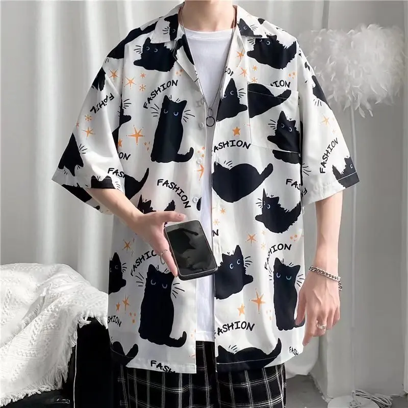 Top Trends: Summer Hawaiian Shirts For Men Hip Hop Funny Printed White Pink Button Top For Men And Women New Streetwear Short Sleeve Clothes Shoppable Styles