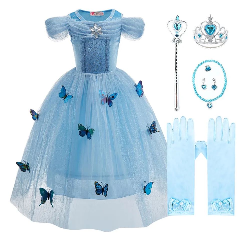 Top Trends: Kids Princess Dress Up With Butterflies Girls Cinderella Costume Carnival Outfits Birthday Clothes Children Party Fancy Disguise Shoppable Styles