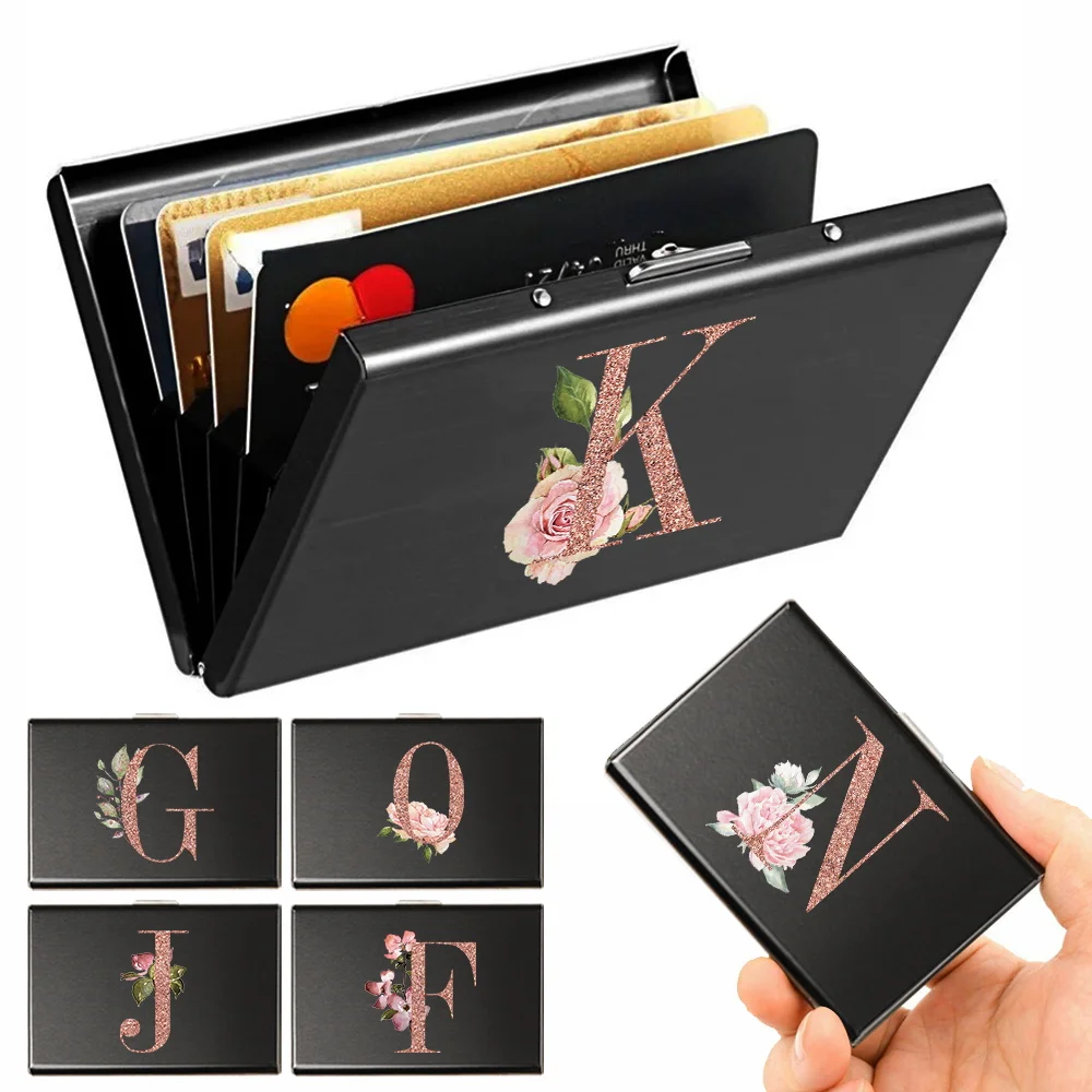 Top Trends: Card Case Slim Aluminum Wallet RFID Wallet Credit Credit Bank Card Holder Cool Card Box Case Clip Protected Rose Gold Pattern Shoppable Styles