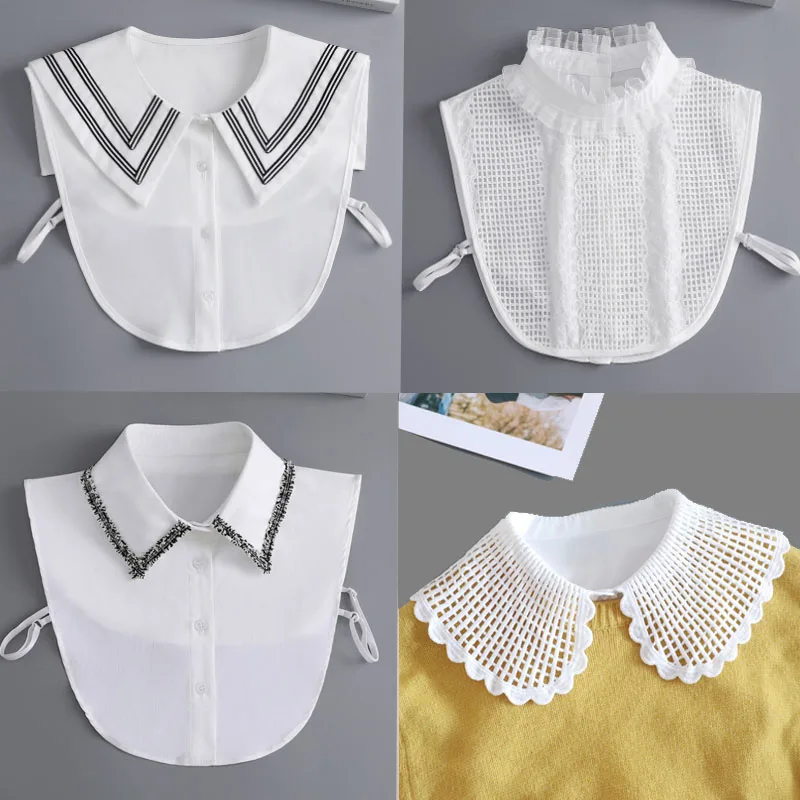 Top Trends: 2023 New Fake Victorian Stand Up Collar White Black Lace Collars Detachable For Women Blouse Lapel Shirt False Collar Woman Shoppable Styles