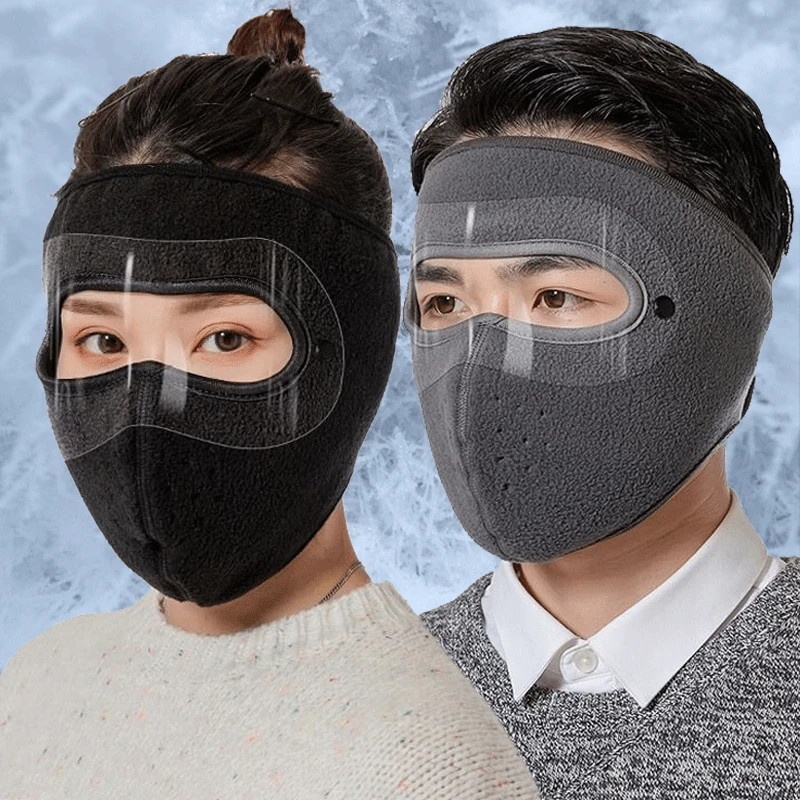 Top Trends: Winter Cold Face Fleece Mask Windproof Men Women Skiing Snowboarding Motorcycling Outdoor With HD Goggles Sports Balaclava Shoppable Styles