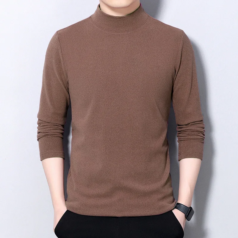 Top Trends: 2023 Spring And Autumn Men&#039;s Solid Color Pullover Half High Neck Long Sleeve Fashion Casual Thickened Bottom Sweater Knit Tops Shoppable Styles