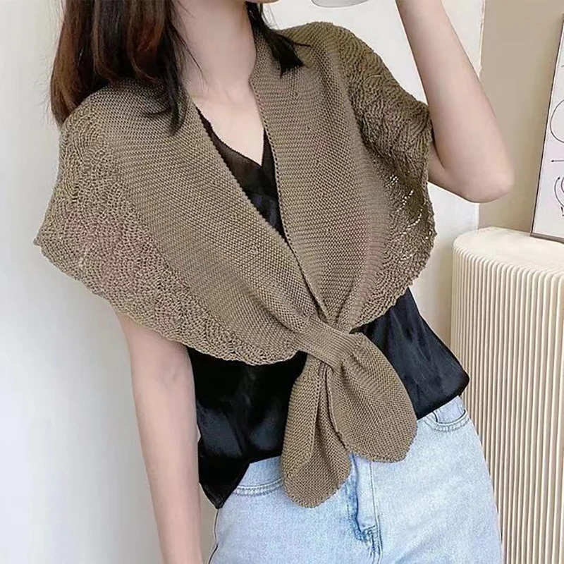 Top Trends: Women Winter Knitted Scarf Solid Color Tippet Office Warm Shawl Wraps Shrug Szalik Zimowy Stole Plain Tricot Ponchos Capes 2023 Shoppable Styles