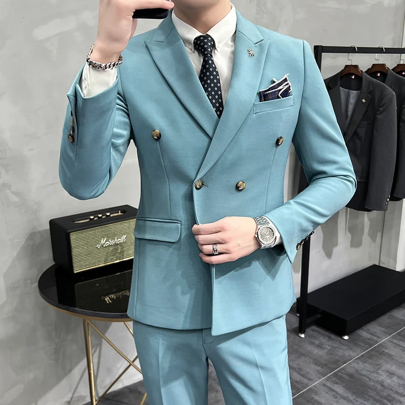 Top Trends: (Jackets+ vest+ pants)2023 Men's Spring Quality Casual Business Suit British Style Fashion Casual Groom's Wedding Dress Blazers Shoppable Styles - Image 3