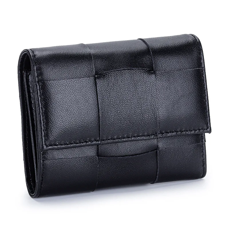 Top Trends: Luxury Designer Fashion Ladies Large Braid Leather Short Wallet Multi Function Card Holder Portable Coin Purse Women Pocketbook Shoppable Styles