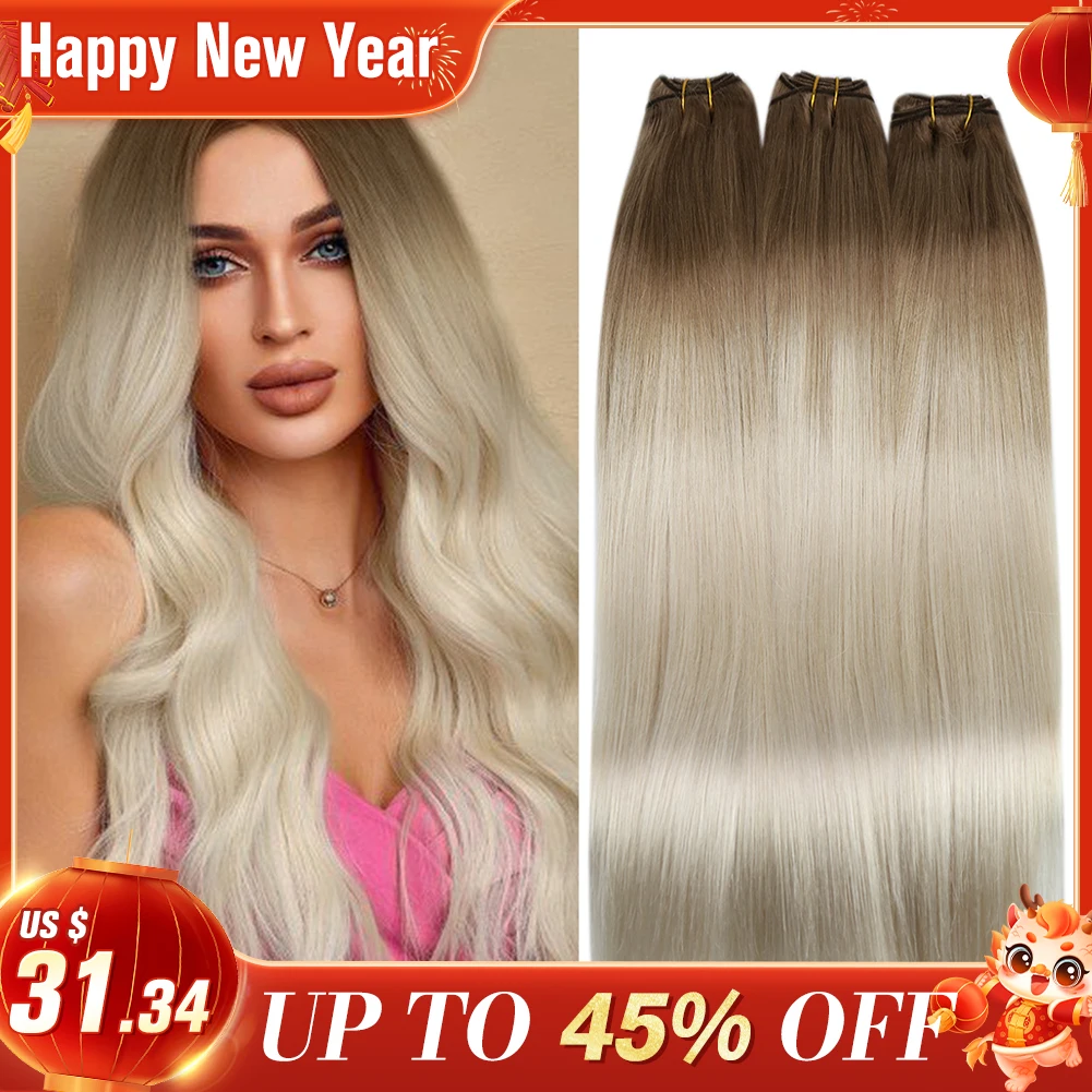 Top Trends: Moresoo Human Hair Bundles Weave In Double Wefted Machine Remy Hair Balayage Hair Pieces For Women Straight Weft Hair Extension Shoppable Styles