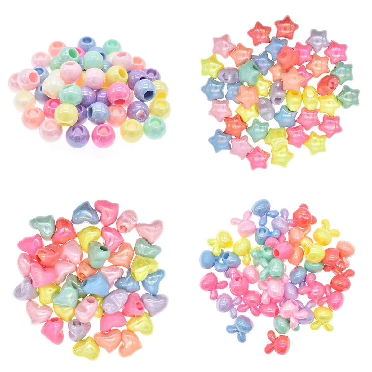 Top Trends: 50Pcs Acrylic 6mm Hole Pastel Color Love / Star / Rabbit Shape Dreadlocks Beads Hair Braid Beads For Kidsy Jewelry Hair Extension Shoppable Styles